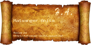 Hatvanger Anita névjegykártya